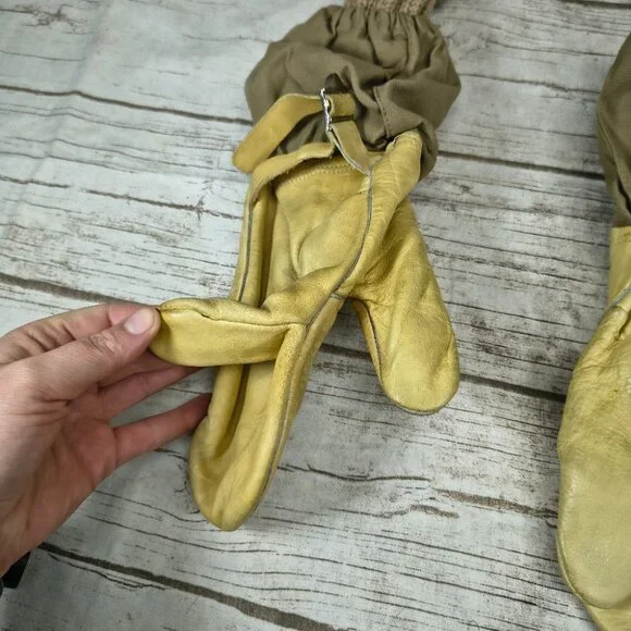Vintage 1951 US Army Gunners Gloves Mittens Trigger Finger Leather Korean War